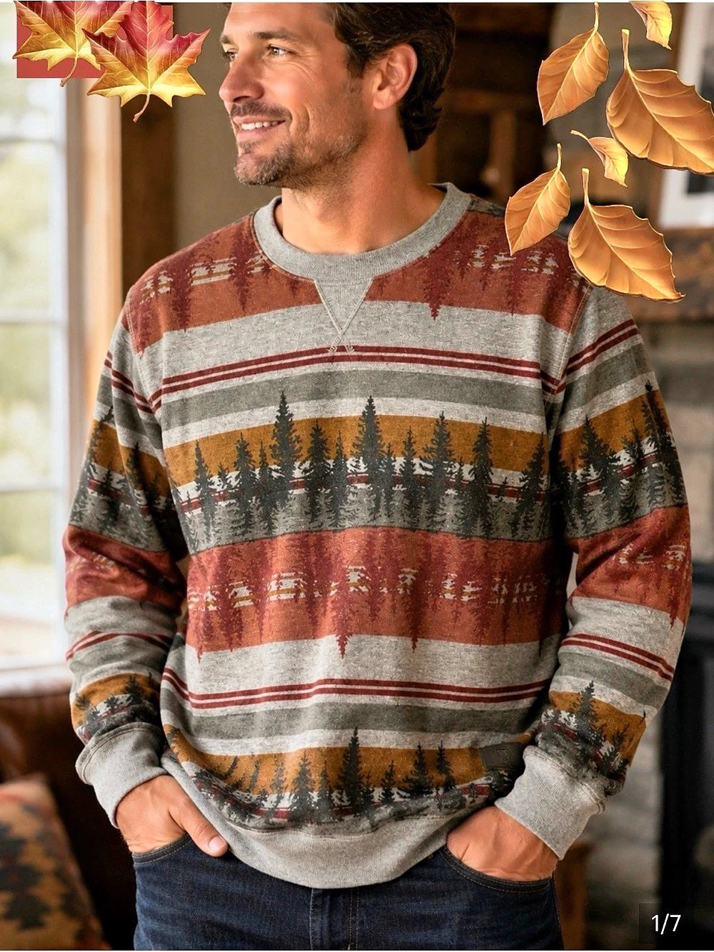 WindRiver Men's Cotton-Polyester Fair Isle Sweater XL